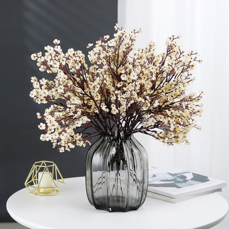 JAKY Global JAKY-Global Babys Breath Fabric Cloth Artificial Flowers 6 Bundle European Fake Silk Plants Decor Wedding Party Decoration Bouquets Real Touch DIY Home Garden (Champagne) - Image 3