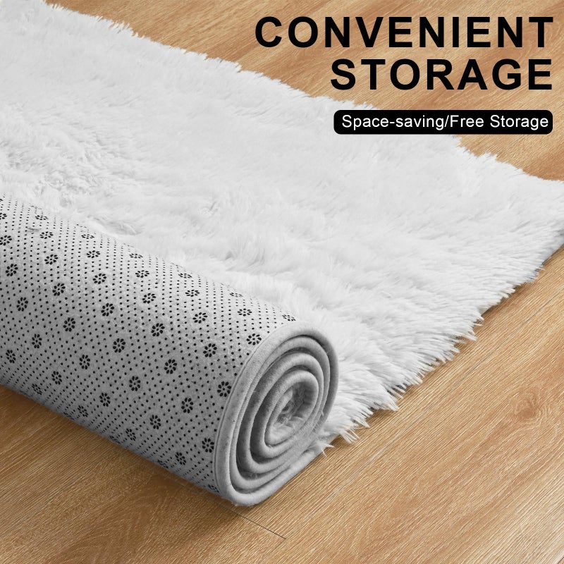Merelax Soft Modern Indoor Large Shaggy Rug for Livingroom Bedroom Dorm Kids Room Home Decorative, Non-Slip Plush Fluffy Furry Fur Area Rugs Comfy Nursery Accent Floor Carpet 8x10 Feet, Ivory - Image 5