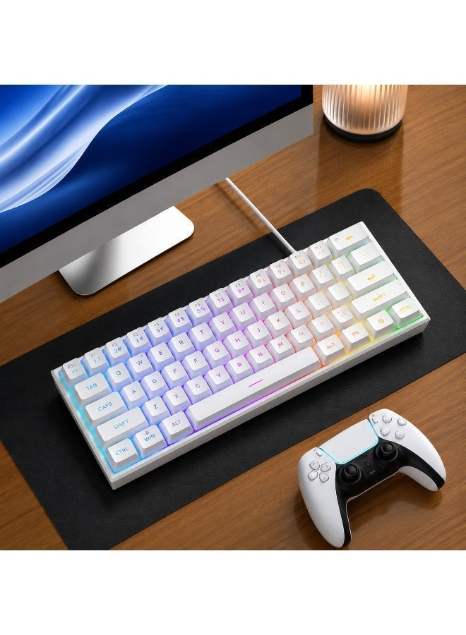 Throne premium 60% Gaming Mechanical Keyboard,Ultra Compact Mini 68 Key with  Wired Keyboard,Anti-Ghosting Keys, for Windows Laptops and PC Gamers,(White) - Image 1