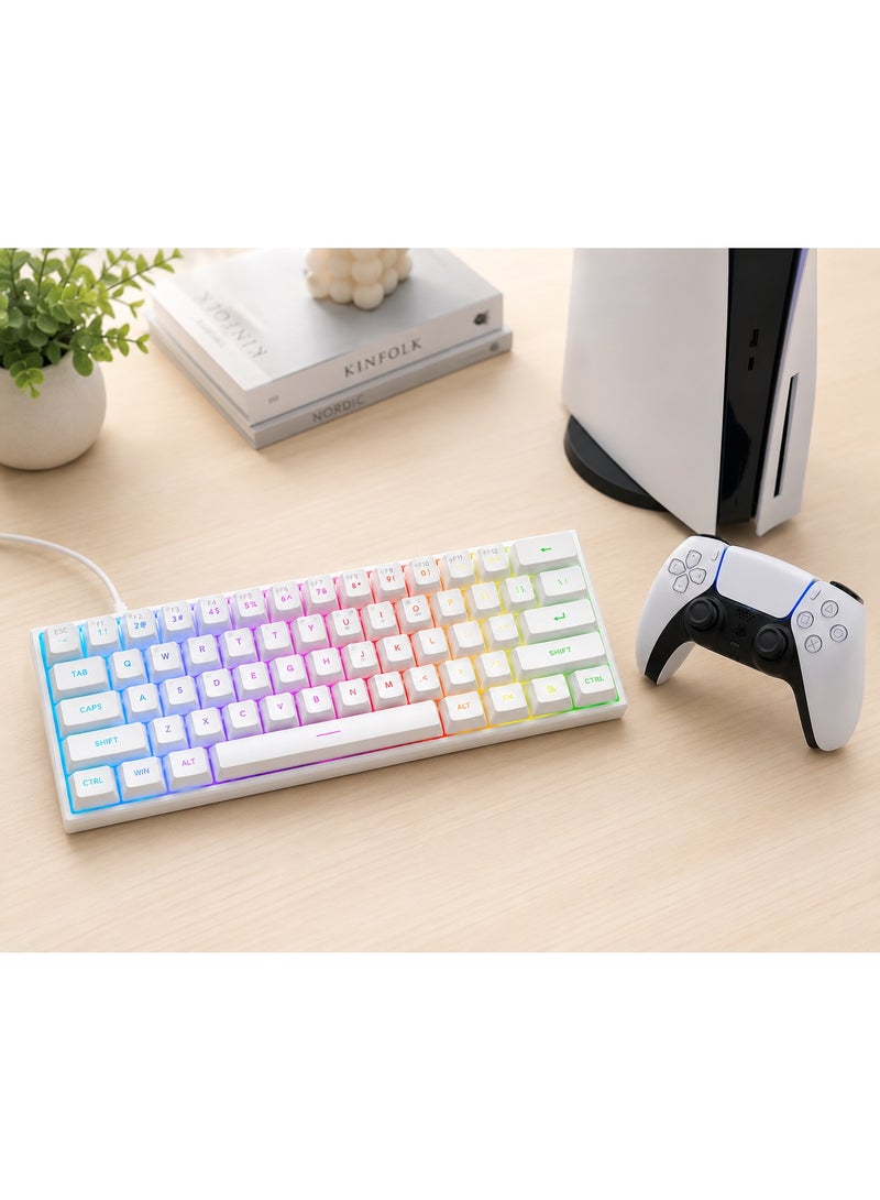 Throne premium 60% Gaming Mechanical Keyboard,Ultra Compact Mini 68 Key with  Wired Keyboard,Anti-Ghosting Keys, for Windows Laptops and PC Gamers,(White) - Image 5
