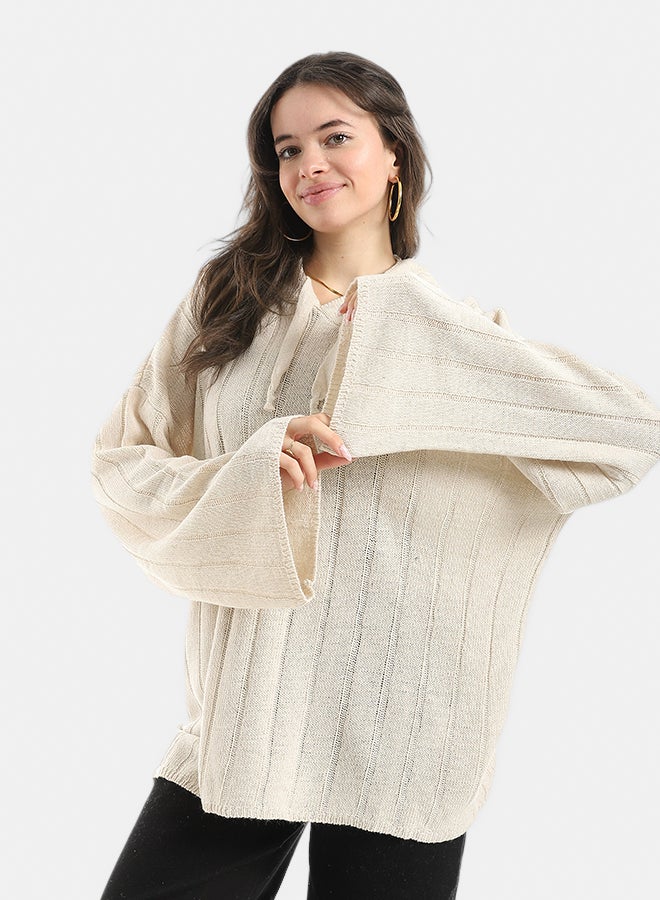 Andora Long Sleeves Self Patterened Knitted Pullover _ - Image 1