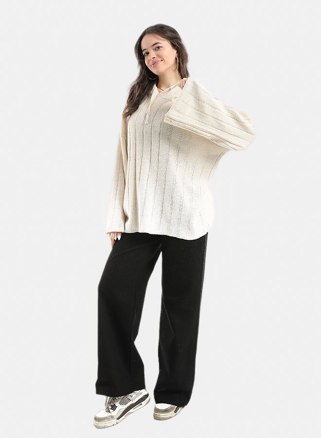 Andora Long Sleeves Self Patterened Knitted Pullover _ - Image 5