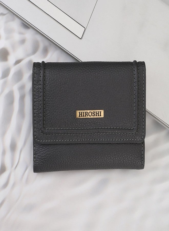 HIROSHI Genuine Leather Women Multipurpose Purse with Card Slots -Grey - Image 2