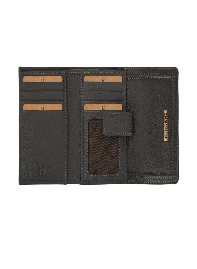 HIROSHI Genuine Leather Women Multipurpose Purse with Card Slots -Grey - Image 4