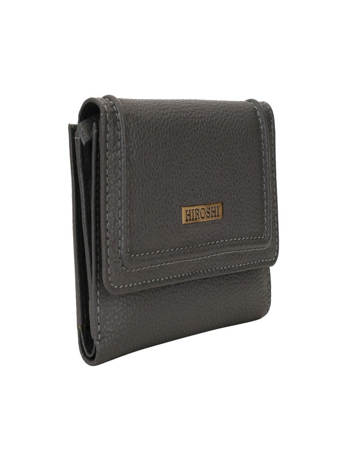 HIROSHI Genuine Leather Women Multipurpose Purse with Card Slots -Grey - Image 3