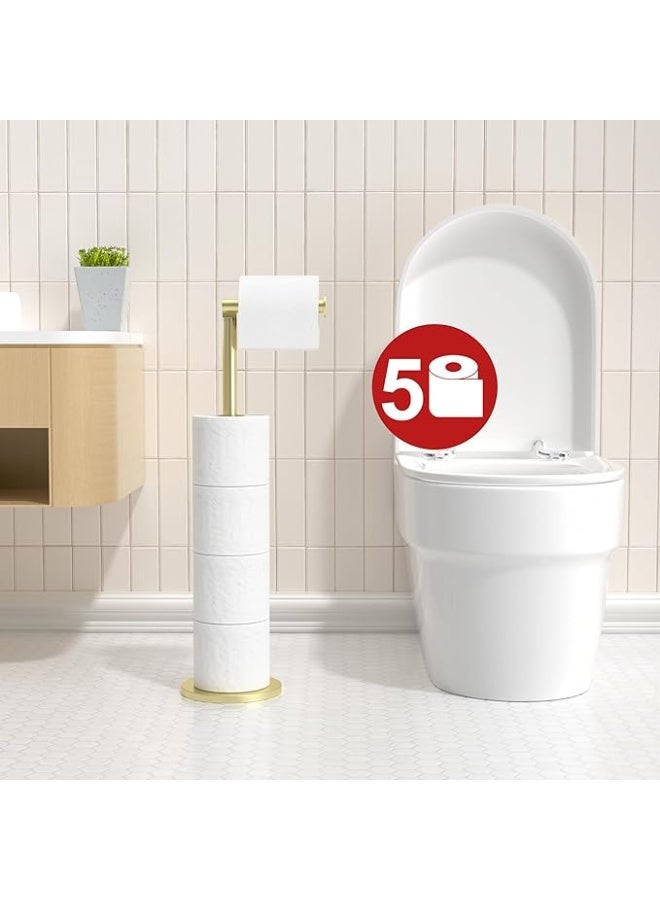 niffgaff حامل ورق التواليت المستقل، حامل ورق قابل للطي، حامل حمام من الفولاذ المقاوم للصدأ، قاعدة مضادة للصدأ، موزع تخزين مستقل يحمل 5 لفات - Image 2