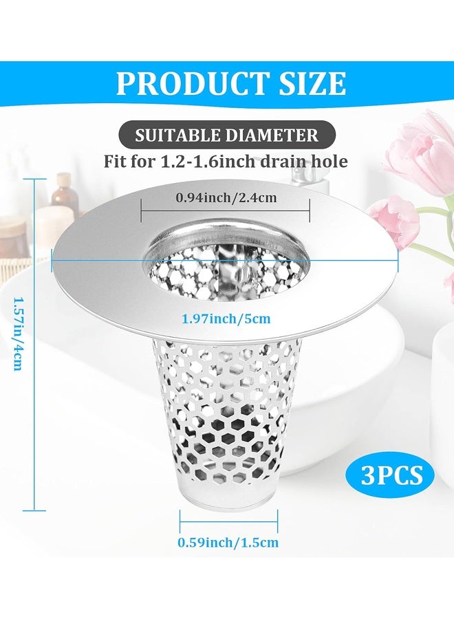 3PCS Bathroom Sink Drain Strainers,Cone Shaped Floor Drain Replacement Fit Hole, for Laundry Floor Drain, Bathtub, Kitchen Slop Basket Filter Trap - Image 2