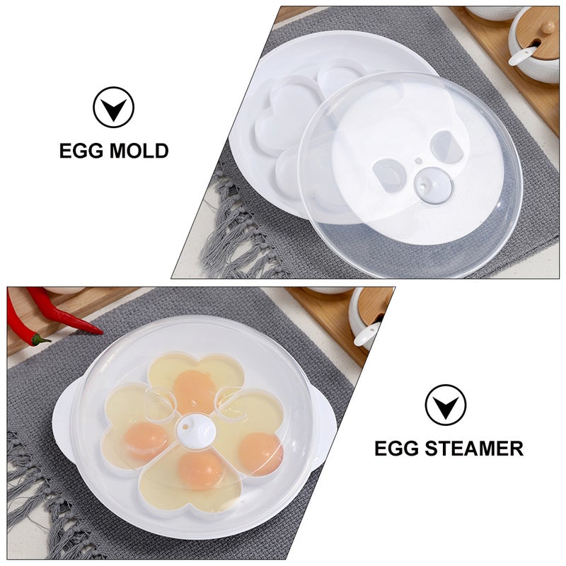 1Pc Kitchen Bakeware Microwave Oven Steamer Heart Shaped Mold (White) - Image 4