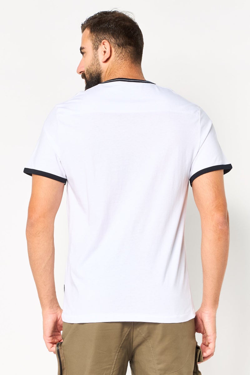 French Connection Men Crew Neck Short Sleeve Brand Logo T-Shirt, White - Image 3
