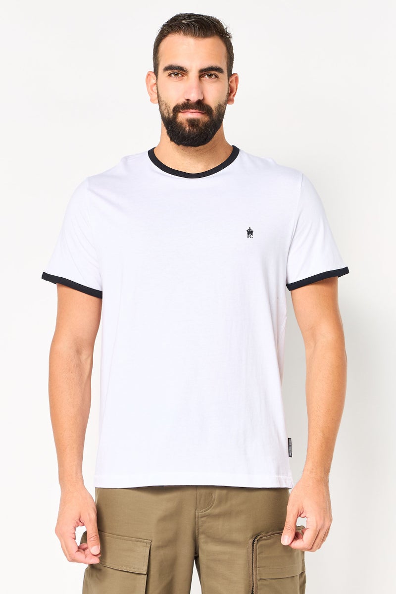French Connection Men Crew Neck Short Sleeve Brand Logo T-Shirt, White - Image 1
