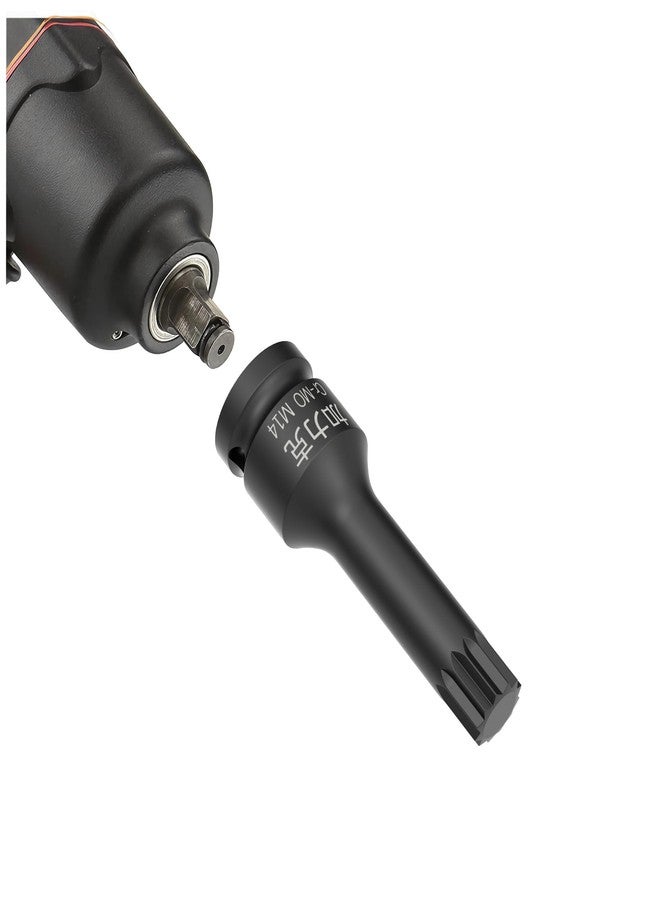 FOCMKEAS 1/2 بوصة محرك x M14 (14 مم) مقبس بت مربع ثلاثي XZN Impact، محول مقبس مفك براغي بطول متري، طول 3 بوصات، فولاذ CR-MO، هيكل من قطعة واحدة، أسود - Image 5