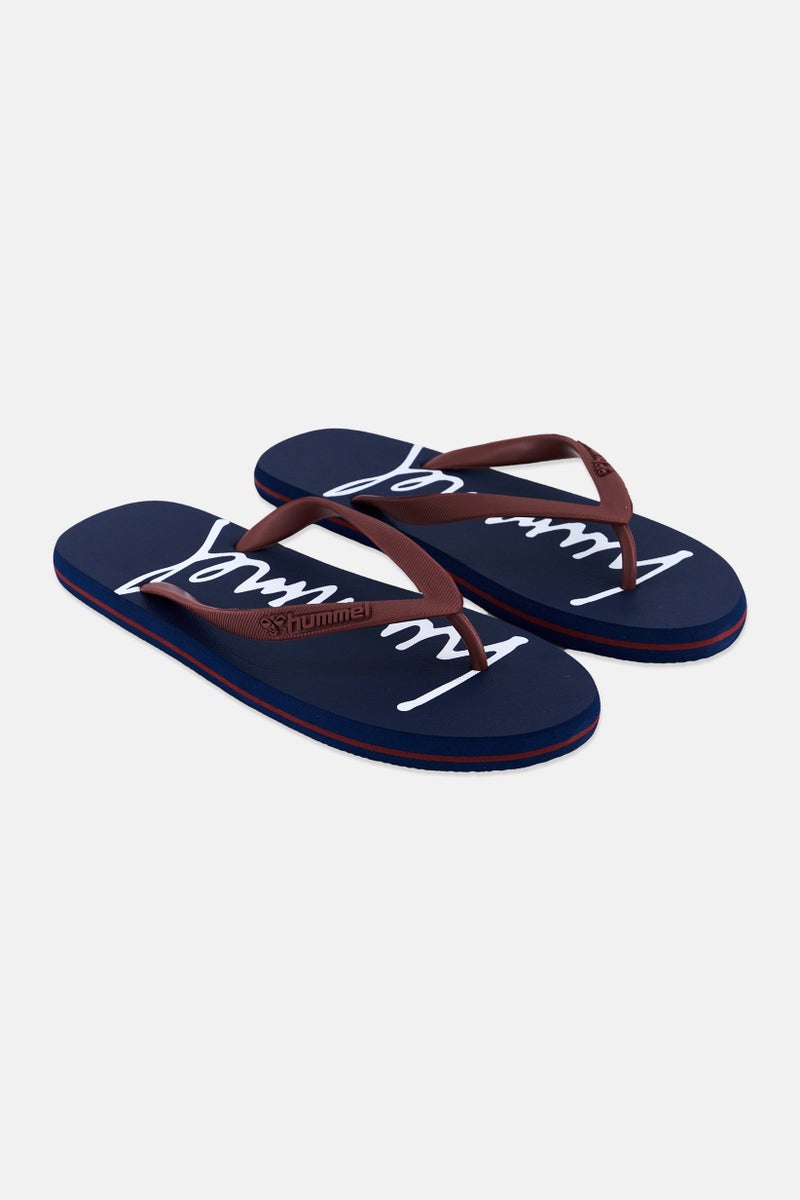 Hummel Men Brand Logo Flip Flop Slippers, Navy - Image 1