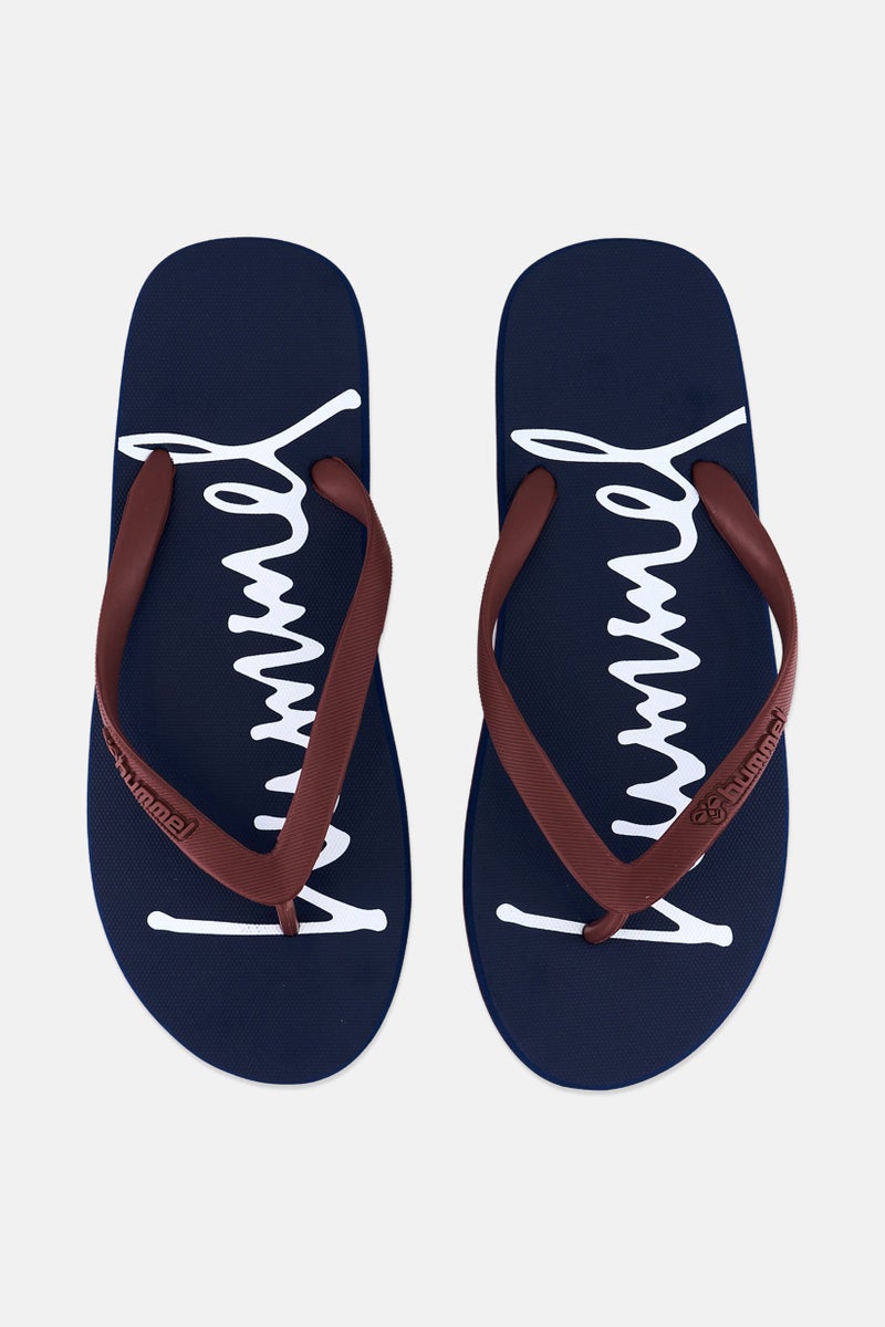 Hummel Men Brand Logo Flip Flop Slippers, Navy - Image 2