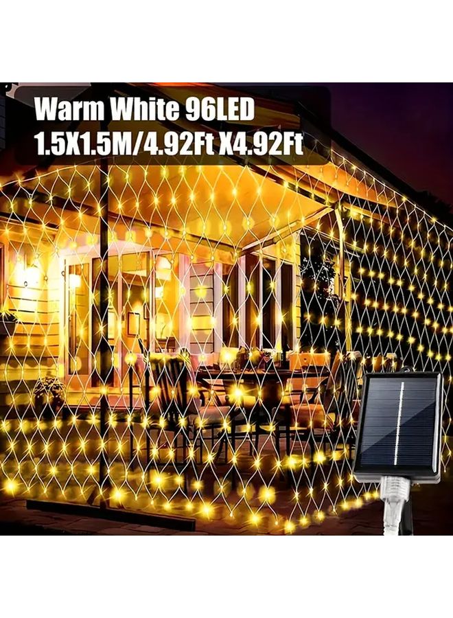 1pc 96LEDs Solar Mesh Light Warm White 8 Modes IP44 Outdoor Garden Party Christmas Decoration - Image 1