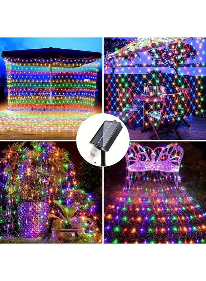 1pc 96LEDs Solar Mesh Light Warm White 8 Modes IP44 Outdoor Garden Party Christmas Decoration - Image 2