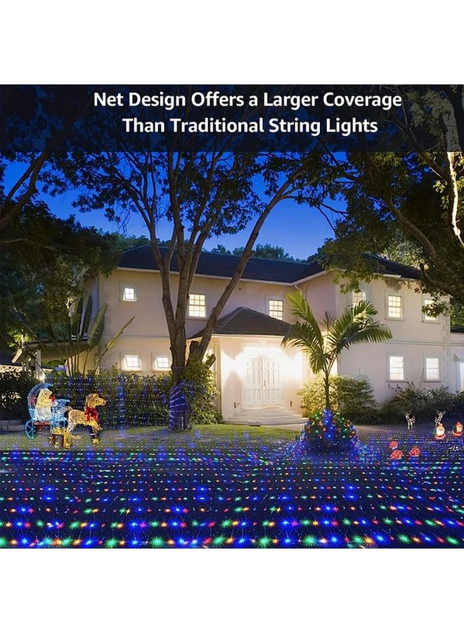 1pc 96LEDs Solar Mesh Light Warm White 8 Modes IP44 Outdoor Garden Party Christmas Decoration - Image 5