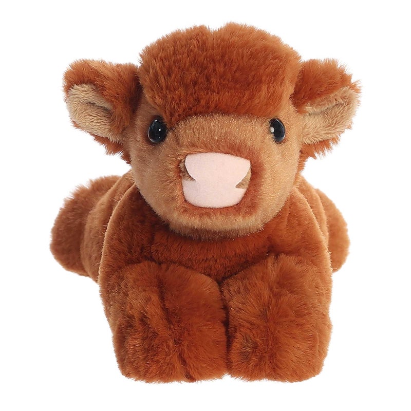 Aurora Adorable Mini Flopsie Highland Cow Calf Stuffed Animal - Playful Ease - Timeless Companions - Brown 8 Inches - Image 2