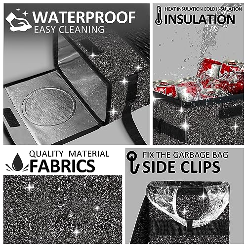 BAOGCOYO Cute Mini Car Trash Bag with Lid, Glitter Garbage Can Bin Hanging for Back/Front Seat/Console, Waterproof, Leakproof, 2.5 Gallon, Black Bling Sparkly - Image 4