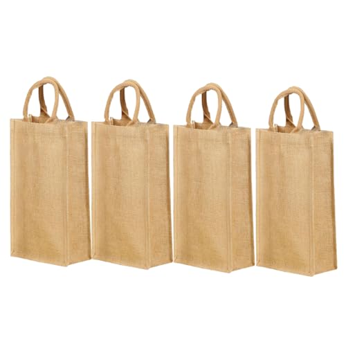 SHIBUI Eco-Friendly Jute Water Bottle Carry Bag: Dual Compartment Design, Reusable and Sustainable. Suitable for Gifting Purpose. (Bottle Bags, Pack of 4) - Image 1