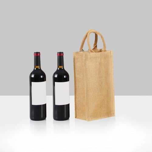 SHIBUI Eco-Friendly Jute Water Bottle Carry Bag: Dual Compartment Design, Reusable and Sustainable. Suitable for Gifting Purpose. (Bottle Bags, Pack of 4) - Image 5