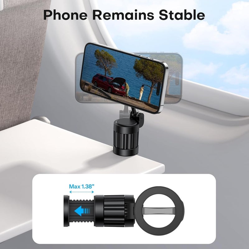 FKU Magnetic Airplane Phone Holder, 360°Rotating Foldable Mobile Stand, Plane Travel Essential Accessories for iPhone 16-12 Pro Max/Magsafe Case (Magnetic Airplane Phone Holder) - Image 2