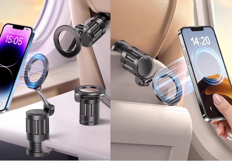 FKU Magnetic Airplane Phone Holder, 360°Rotating Foldable Mobile Stand, Plane Travel Essential Accessories for iPhone 16-12 Pro Max/Magsafe Case (Magnetic Airplane Phone Holder) - Image 4