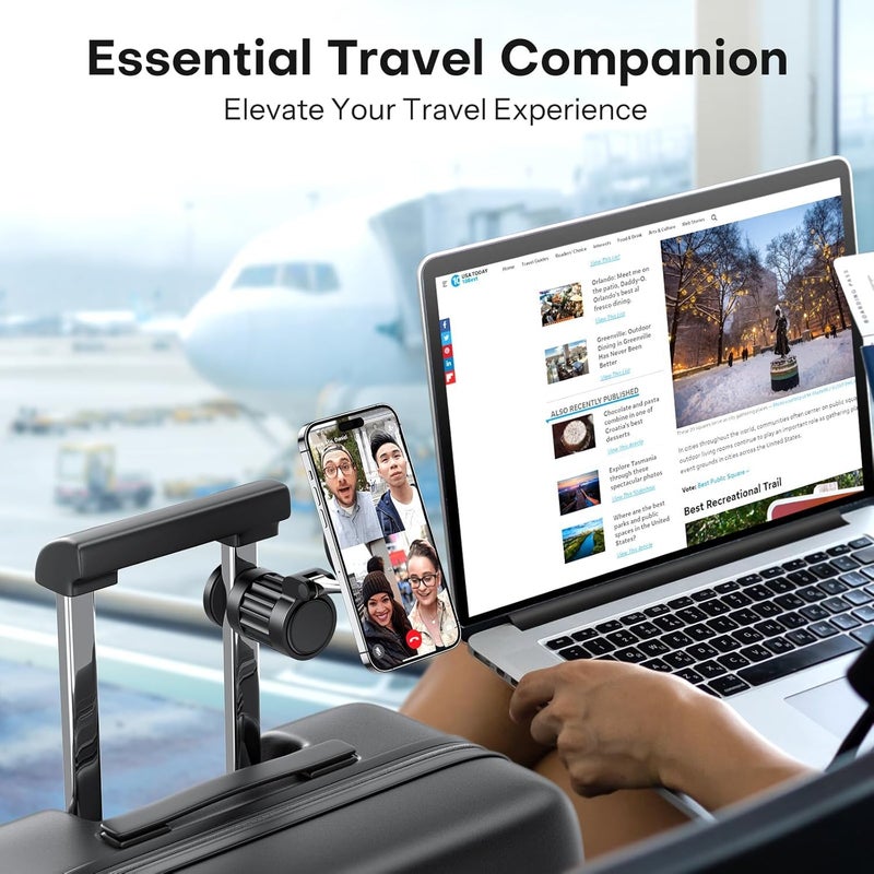 FKU Magnetic Airplane Phone Holder, 360°Rotating Foldable Mobile Stand, Plane Travel Essential Accessories for iPhone 16-12 Pro Max/Magsafe Case (Magnetic Airplane Phone Holder) - Image 5