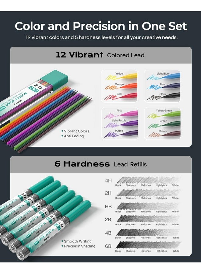 Nicpro 2Mm Mechanical Pencils In Case, 3 Pack Blocky Gear Metal Drafting Lead Holder With 13 Tubes 2Mm Lead Refills (Hb 2B 2H 4B 4H 6B & Colors), Erasers For Carpenter Writing Drawing Woodworking - Image 5