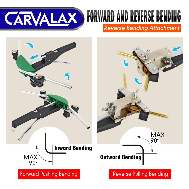 CARVALAX CAVALAX Pipe Tube Bender Set, for 1/4â€ to 7/8â€ O.D, 90Â° Ratcheting Tubing Bender Kit with Reverse Bending Adapters and 7 Multi-Color Aluminum Heads, for HVAC Air Condition Heating Repair - Image 2