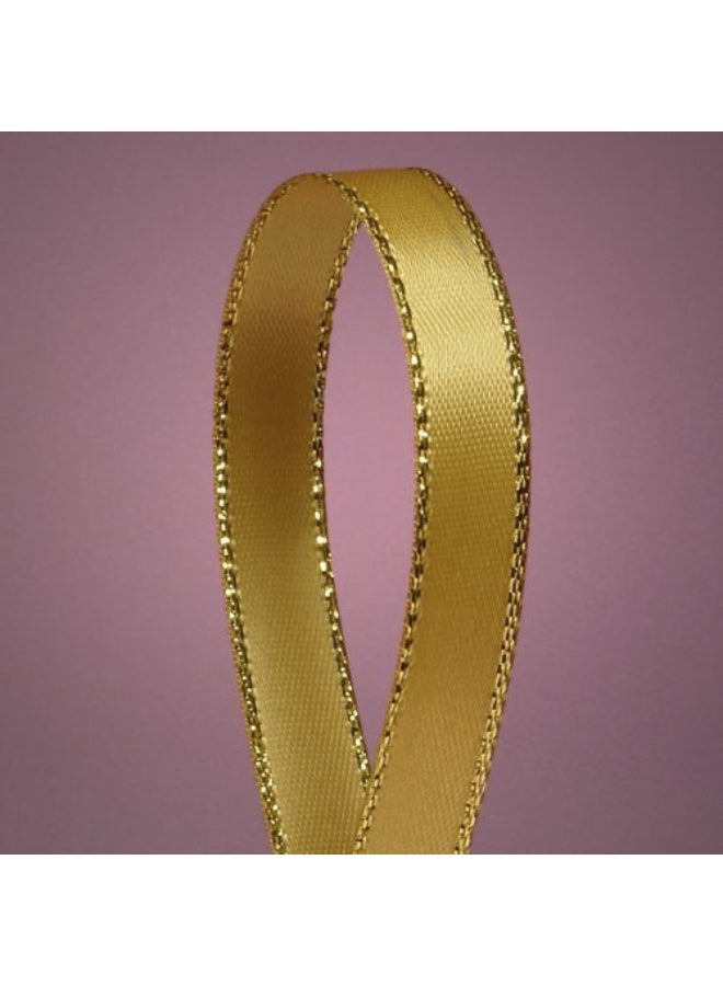 Paper Mart Antique Gold Satin Ribbon with Gold Edges, 3/8" X 50Yd