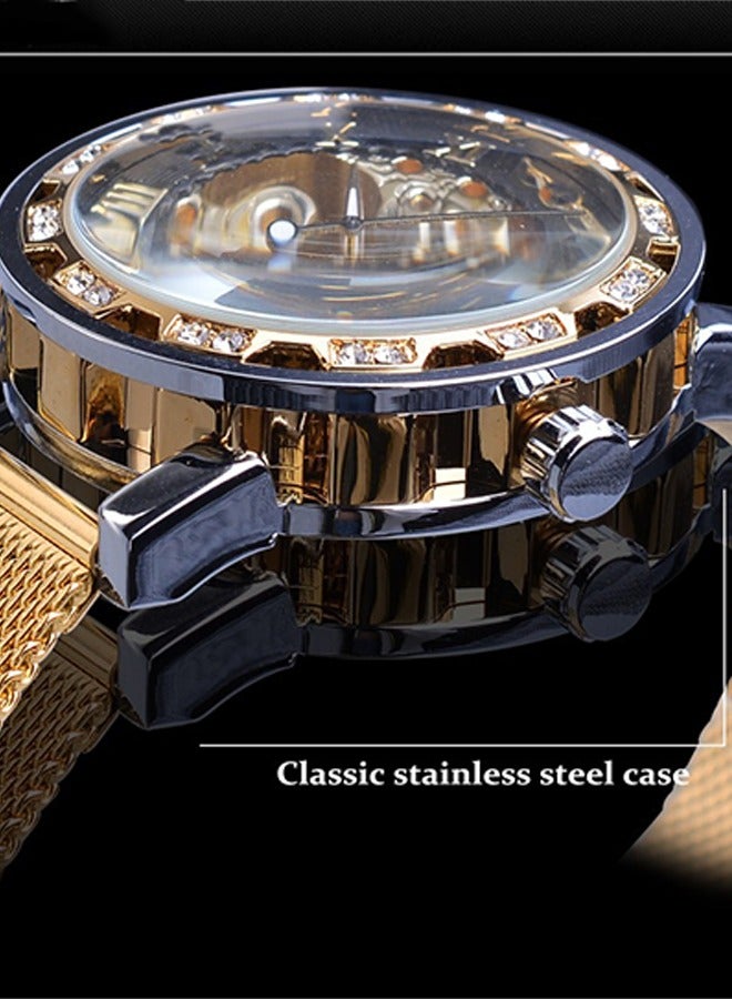 FORSINING ​​Forsining Men's Classic Skeleton Watch - Crystal-Accented Design with Openworked Dial, Hand-Winding Movement, Business Casual Style for Daily Wear & Formal Occasions​​ - Image 5