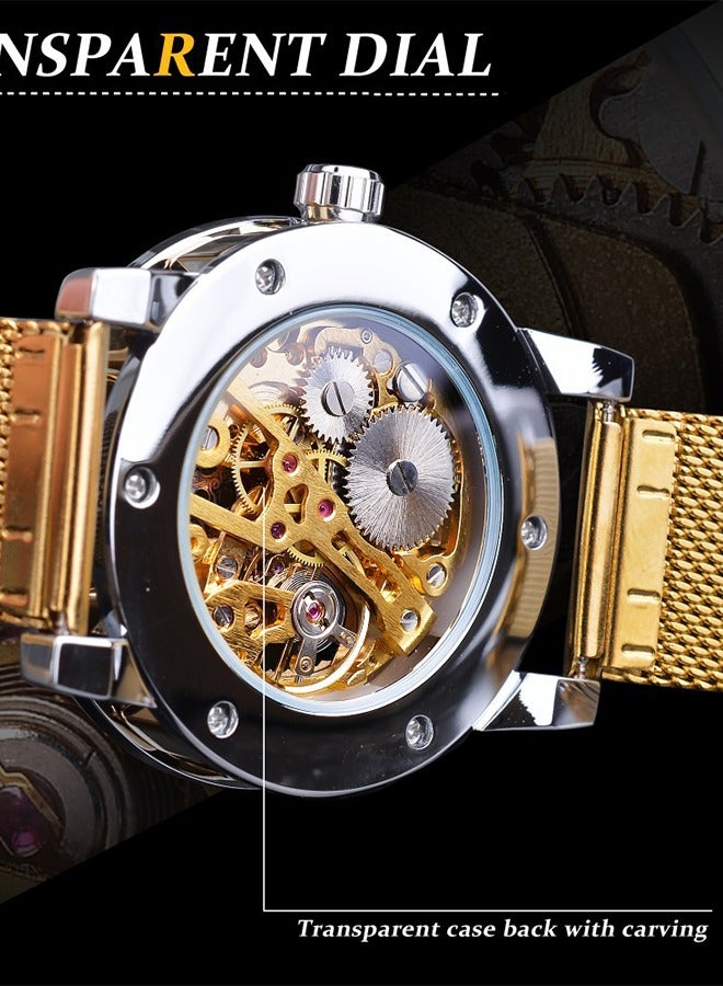 FORSINING ​​Forsining Men's Classic Skeleton Watch - Crystal-Accented Design with Openworked Dial, Hand-Winding Movement, Business Casual Style for Daily Wear & Formal Occasions​​ - Image 4