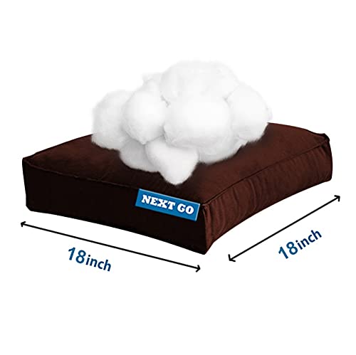 NEXTGO Velvet Chair Pads with Zipper Cover Square Chair Cushion with Ties Soft Thicken Seat Pads Cushion Pillow for Home or Car Sitting Office Color Brown 1 pic pad and 1 cover - Image 2