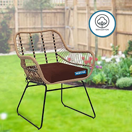 NEXTGO Velvet Chair Pads with Zipper Cover Square Chair Cushion with Ties Soft Thicken Seat Pads Cushion Pillow for Home or Car Sitting Office Color Brown 1 pic pad and 1 cover - Image 4