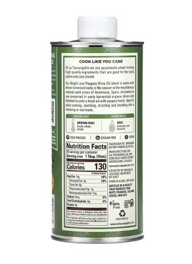 La Tourangelle Organic Extra Virgin Olive Oil Bright and Peppery 25.4 fl oz 750 ml  - Image 2