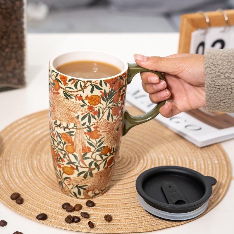 Topadorn 17oz Ceramic Travel Coffee Mug with Sealed Lid Tea Cup with Color Box, Microwave & Dishwasher Safe, Unique Coffee Mug for Latte & Hot Chocolate, Red - Image 4