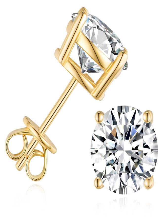 SecreTalk 1-6CT Moissanite Stud Earrings for Women, C4P Setting D Color 925 Sterling Silver Earrings with Certificate of Authenticity (1CT, Gold Plated) - Image 1