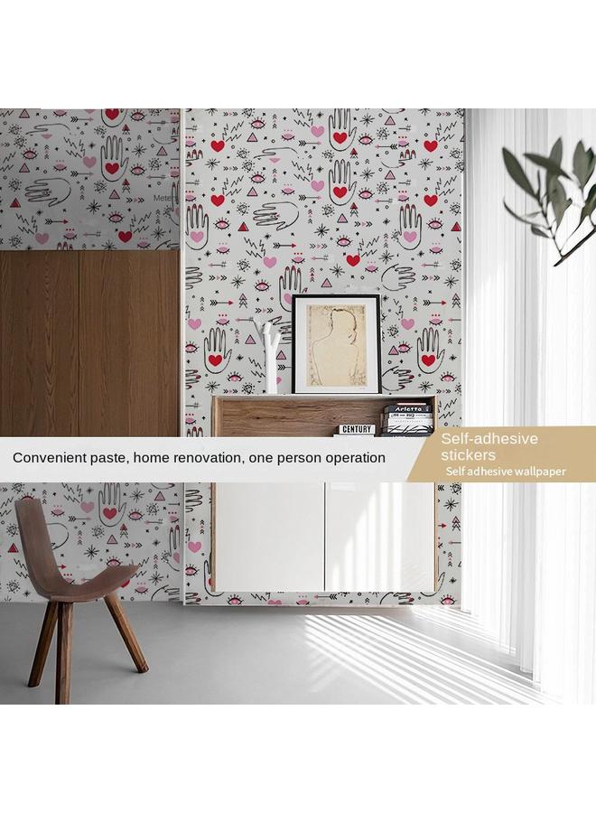 Bluejw Star Cartoon Bedroom Room Dormitory Wall Sticker Plaid Wallpaper Pvc Desktop Wardrobe Self Sticker - Image 1