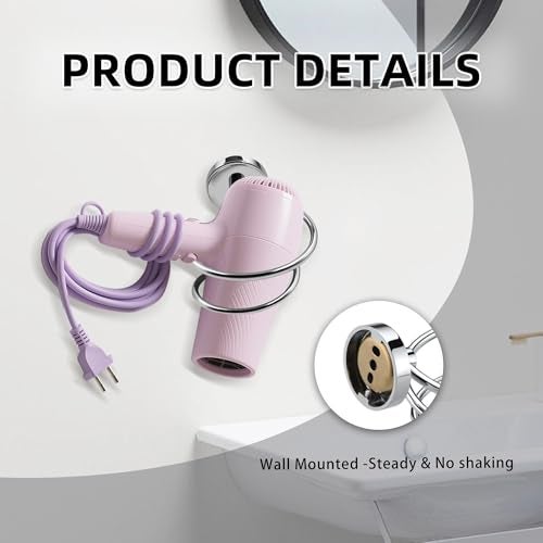 SWETON Bathroom Hair Dryer Holder Hair Care Tools Holder Wall Mount Chrome Finished Stainless Steel - Image 4