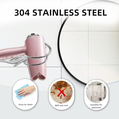 SWETON Bathroom Hair Dryer Holder Hair Care Tools Holder Wall Mount Chrome Finished Stainless Steel - Image 5