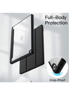 LCYLJGY Case for iPad 10.2-Inch (9th/8th/7th Generation 2021/2020/2019) with Pencil Holder Clear Transparent Back Shell Slim Stand Shockproof Tablet Cover Auto Wake/Sleep  - Image 4