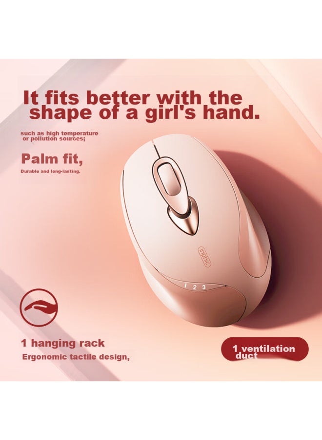 Inphic M8p Wireless Rechargeable Mouse For Women, Quiet And Portable, Ergonomic Design For Office And Laptop Use, 2.4g Universal, Grid Battery Indicator, Milk Tea Color - Image 2