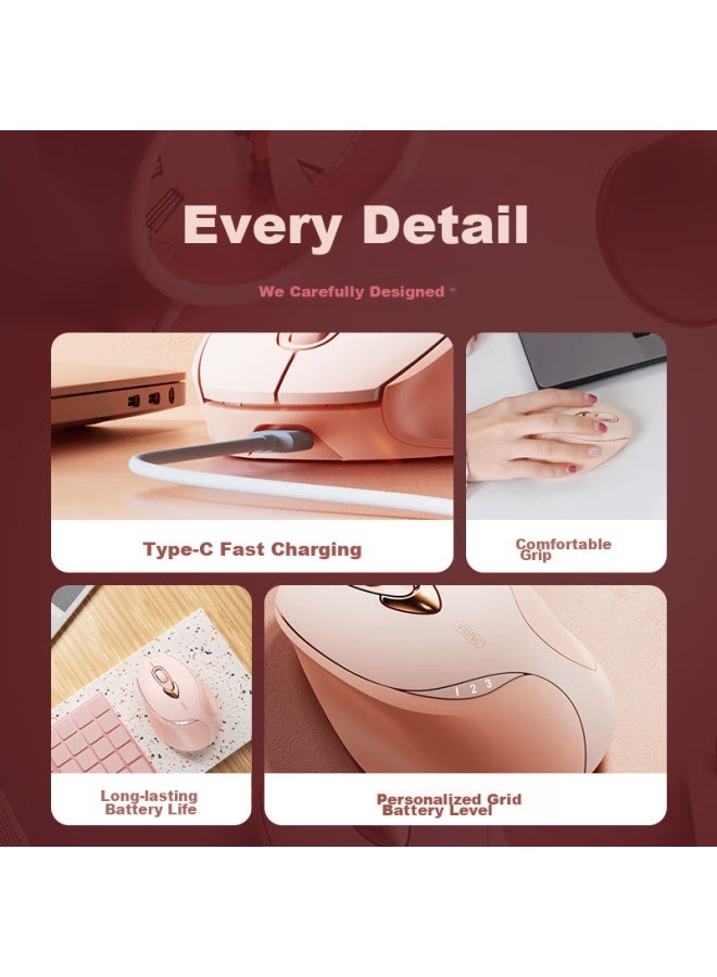 Inphic M8p Wireless Rechargeable Mouse For Women, Quiet And Portable, Ergonomic Design For Office And Laptop Use, 2.4g Universal, Grid Battery Indicator, Milk Tea Color - Image 5