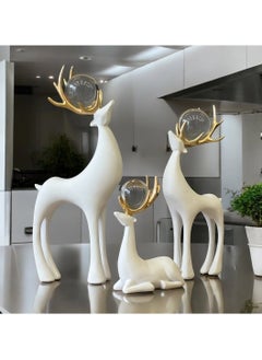 ba9ma Ba9ma, a luxurious resin gazelle set, three pieces of decor! Add a touch of luxury and elegance to your decor with the white three-piece gazelle set.  - Image 1