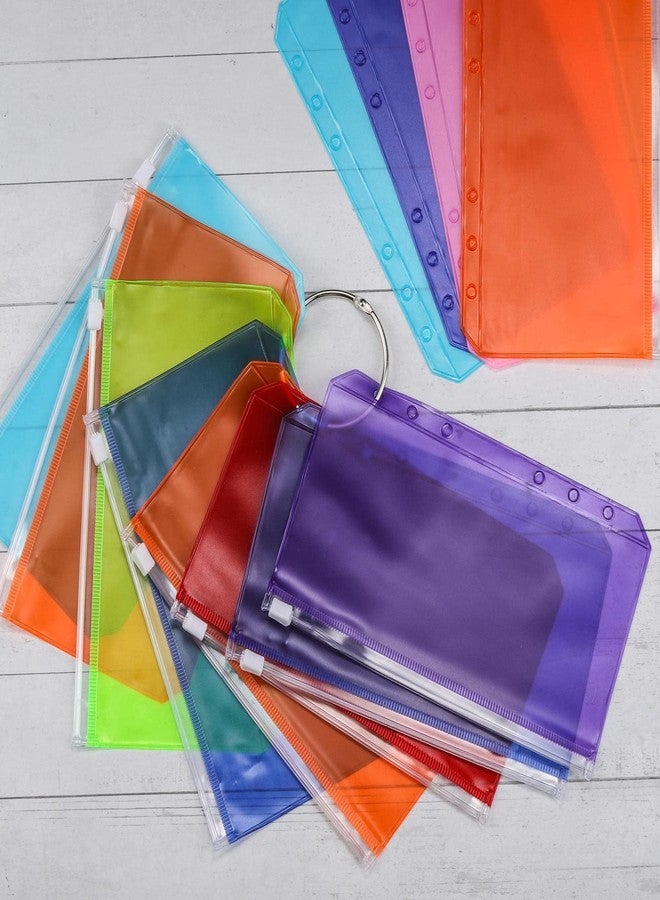 acDesign 24Pcs A6 Binder Pockets 6 Holes Zipper Binder Pouch for Cash,ID Card,Credit Card, 8 Colors - Image 4