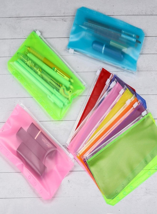 acDesign 24Pcs A6 Binder Pockets 6 Holes Zipper Binder Pouch for Cash,ID Card,Credit Card, 8 Colors - Image 5