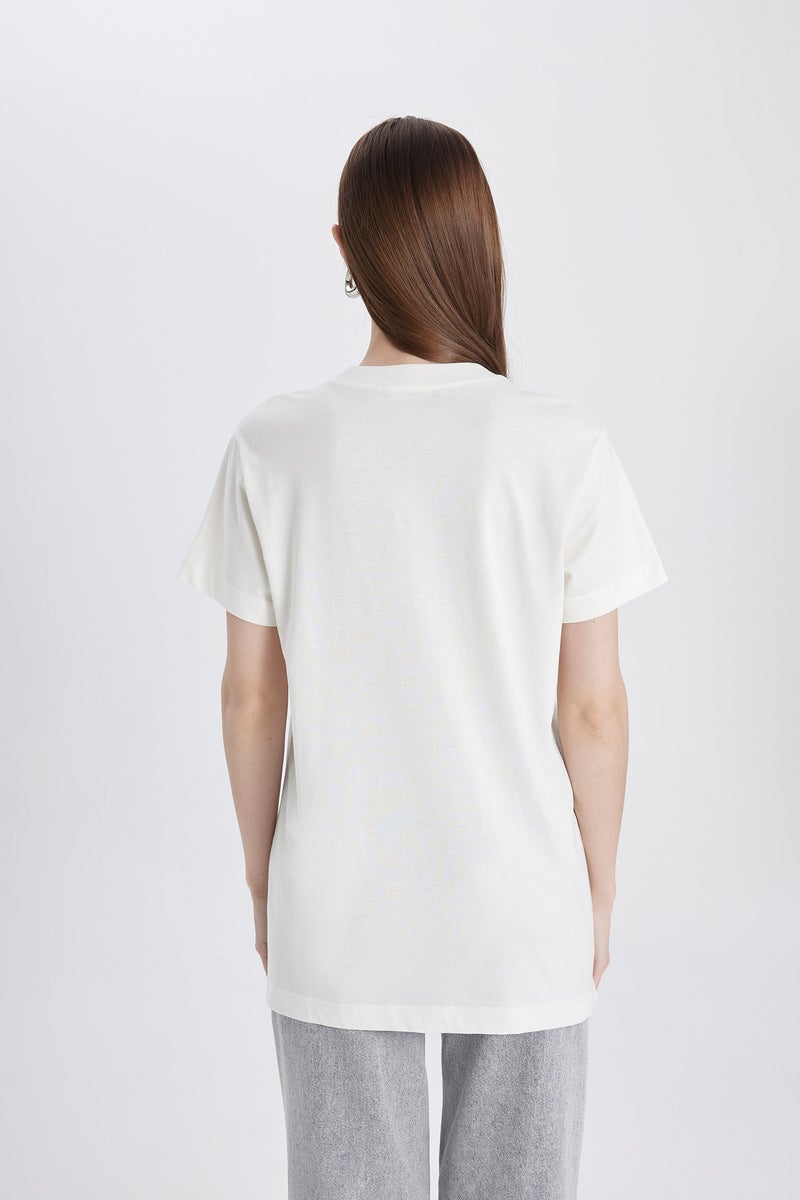 DeFacto Woman Regular Fit Crew Neck Printed Short Sleeve Tunic - Image 4