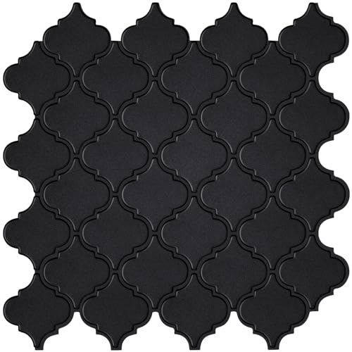 WalDecoo Arabesque Peel and Stick Backsplash for Kitchen, Matte Black 3D Self-Adhesive Kitchen Backsplash, Premium Stick on Backsplash for Bathroom (10Tiles, 12×12） - Image 1