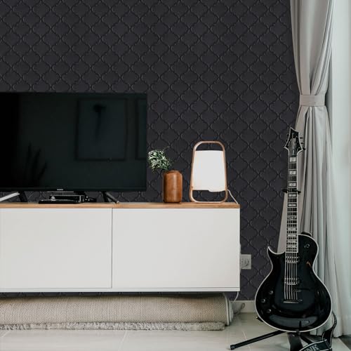 WalDecoo Arabesque Peel and Stick Backsplash for Kitchen, Matte Black 3D Self-Adhesive Kitchen Backsplash, Premium Stick on Backsplash for Bathroom (10Tiles, 12×12） - Image 2