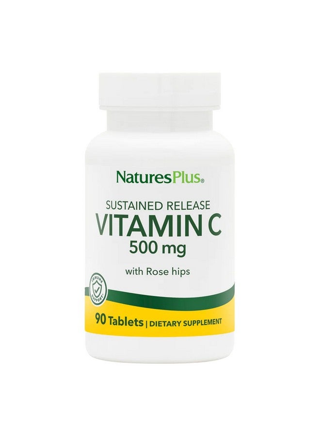 NaturesPlus Natures Plus Vitamin C with Rose HIPS - 500 mg, 90 Vegetarian Tablets - Corn-Free, Gluten-Free - 90 Servings - Image 1